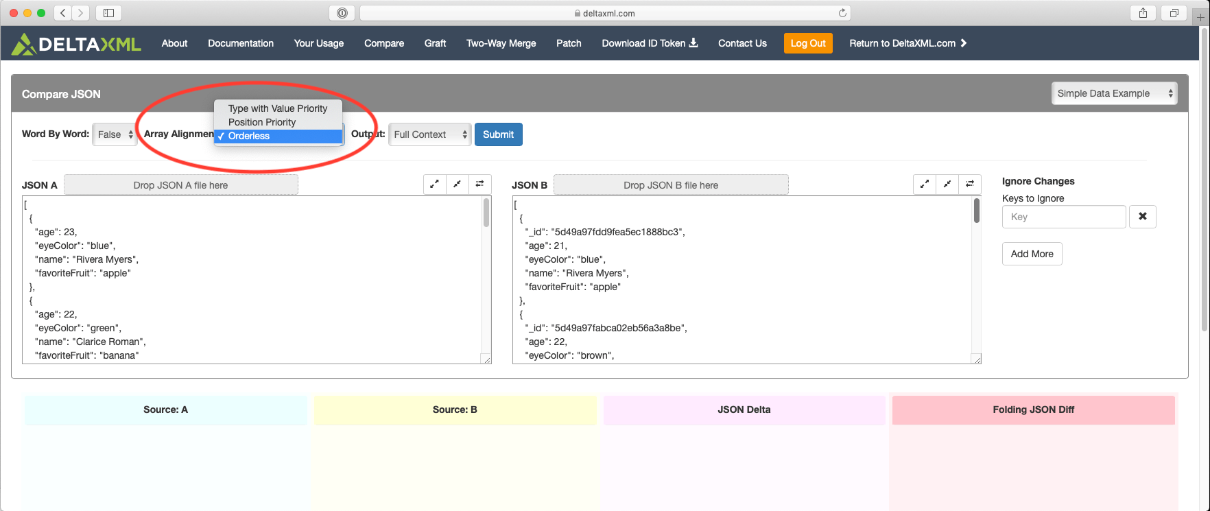 Results view example