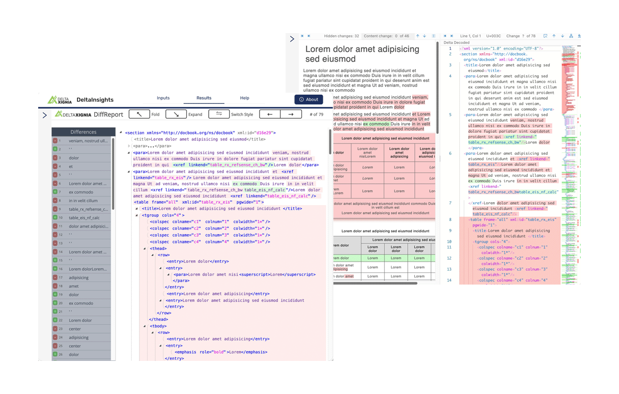 DeltaInsights example screenshots