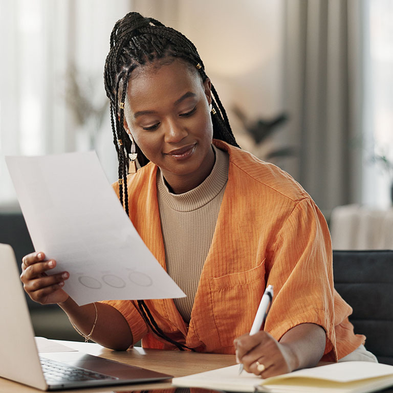 Woman taking notes