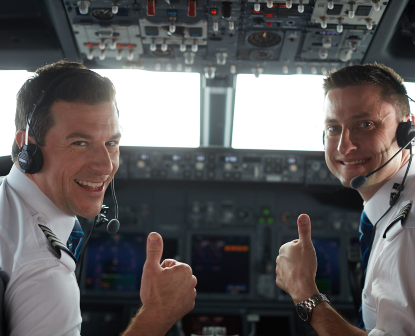 Pilots in cockpit