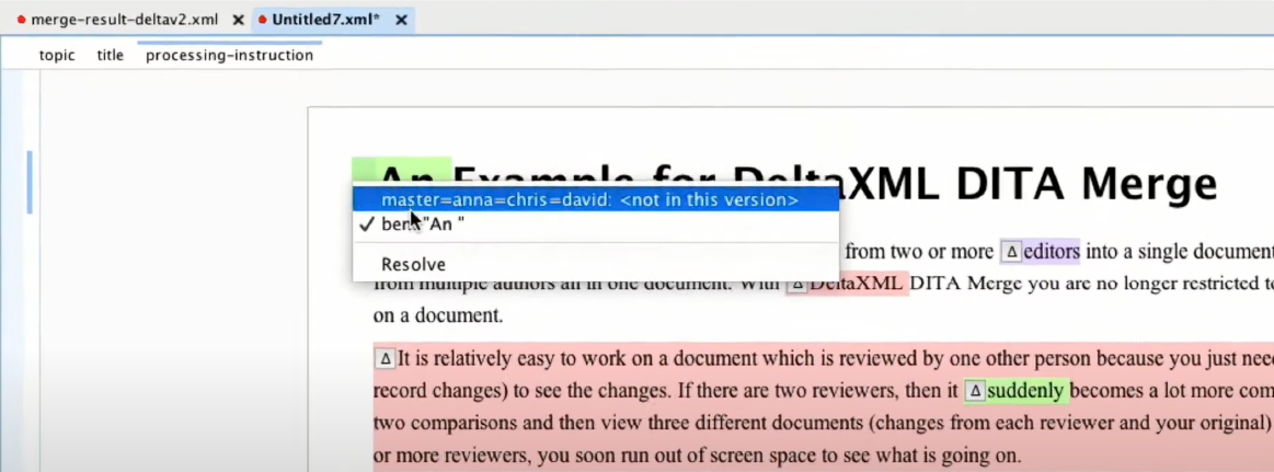 DeltaCompare results visual example