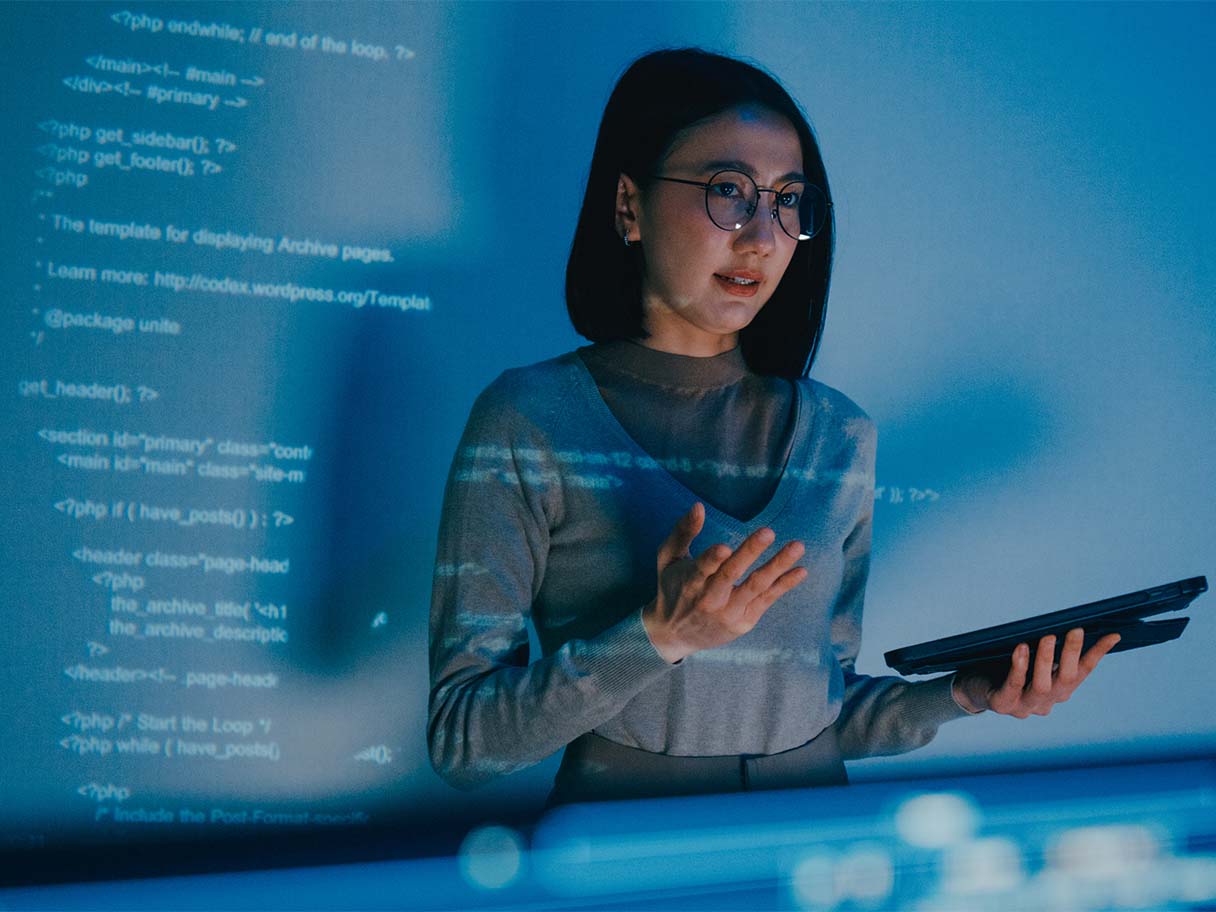 developer viewing code