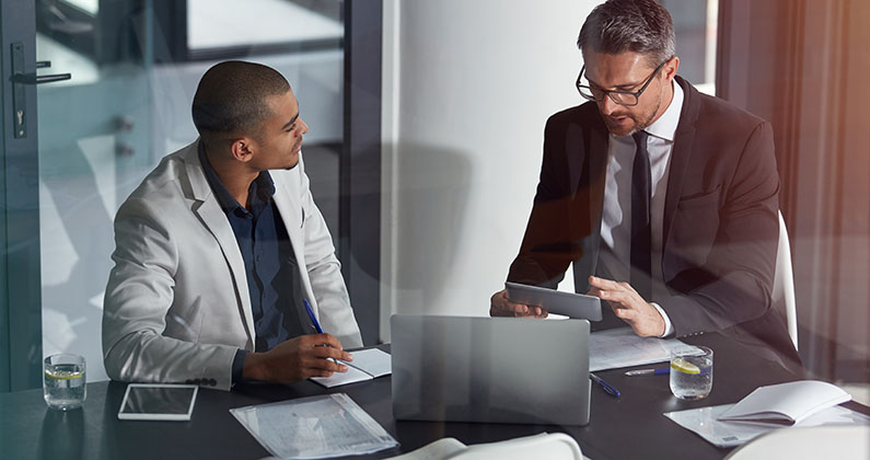 Two men meeting in an office