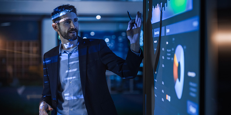 Man presenting using projector