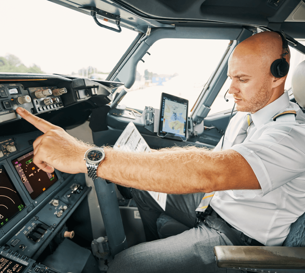 Pilot in cockpit