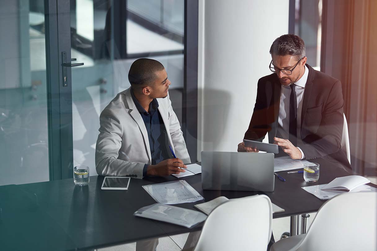 Two men having a work meeting
